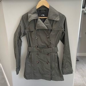 The North Face green trench coat